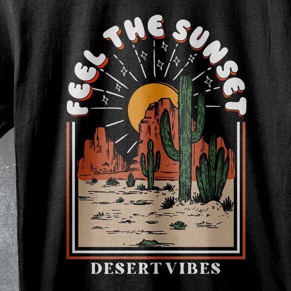 Nature Desert Vibes Sunset Scenic Outdoor Adventure Wildlife Lover T-Shirt 159 - Picture 2 of 5